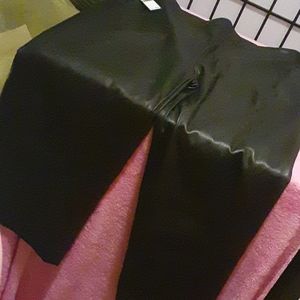 add on $21 Black pleather wide leg capri zipper low stretch